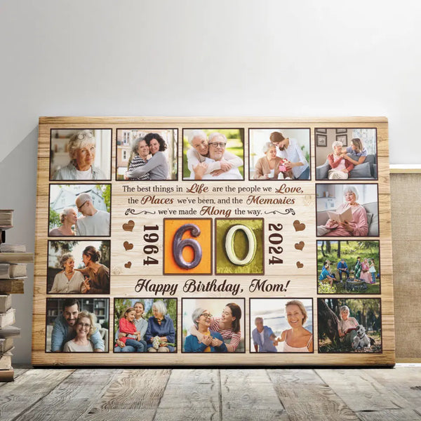 Customized Gifts For Birthday - Personalized Canvas Prints - Photo Collage Canvas, Unique Gifts 60th Birthday For Him, For Her