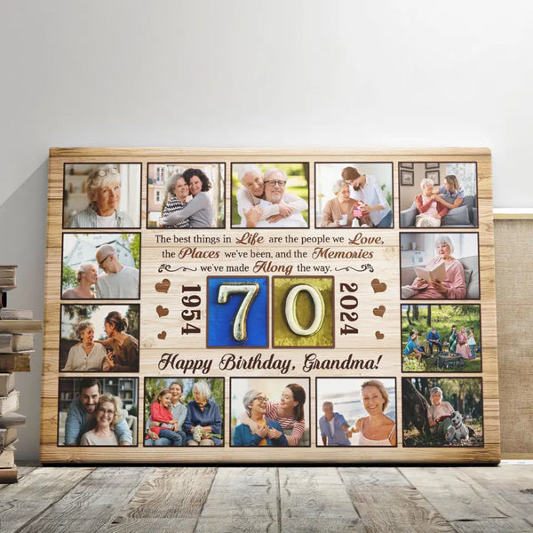 Customized Gifts For Birthday - Personalized Canvas Prints - Photo Collage Canvas, Unique Gifts 70th Birthday For Him, For Her