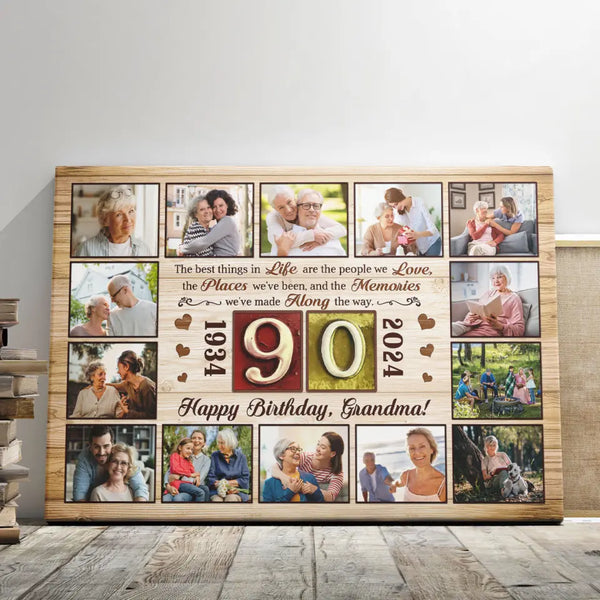 Customized Gifts For Birthday - Personalized Canvas Prints - Photo Collage Canvas, Unique Gifts 90th Birthday For Him, For Her