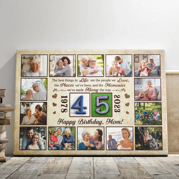 Customized Gifts For Birthday - Personalized Canvas Prints - Photo Collage Canvas, Unique Gifts 45th Birthday For Him, For Her