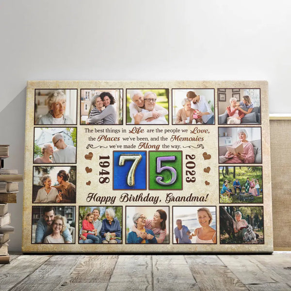 Customized Gifts For Birthday - Personalized Canvas Prints - Photo Collage Canvas, Unique Gifts 75th Birthday For Him, For Her