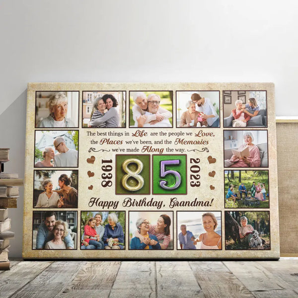 Customized Gifts For Birthday - Personalized Canvas Prints - Photo Collage Canvas, Unique Gifts 85th Birthday For Him, For Her