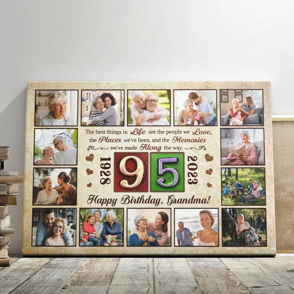 Customized Gifts For Birthday - Personalized Canvas Prints - Photo Collage Canvas, Unique Gifts 95th Birthday For Him, For Her