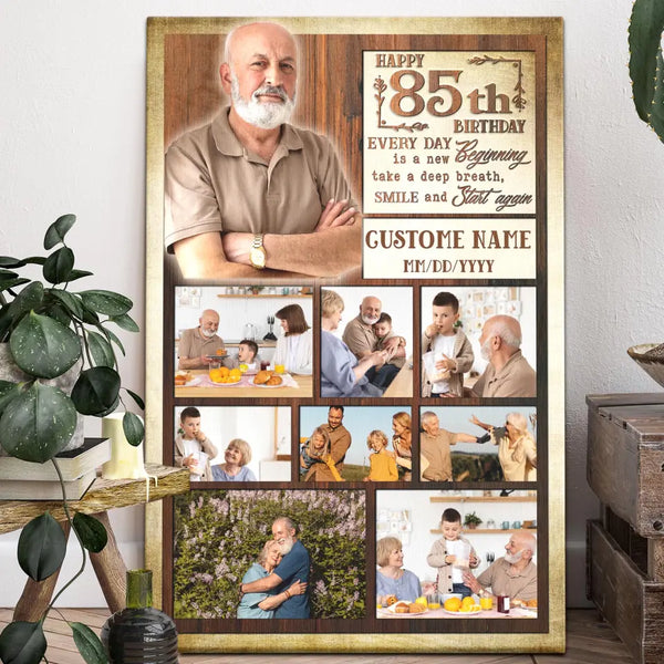 Custom Birthday Gift 85th Birthday - Personalized Canvas Prints - Custom Photo Collage, Unique Gifts 85th Birthday For Him, For Her