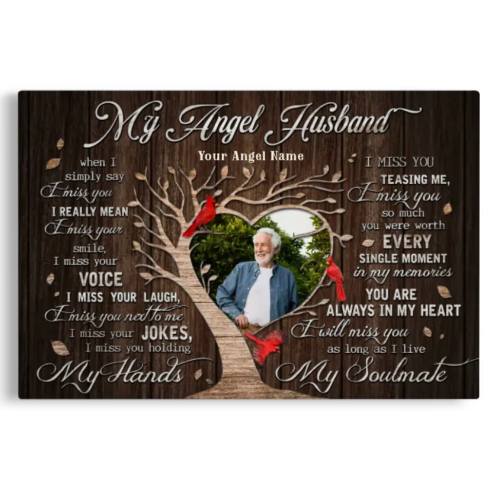 Personalized Canvas Prints, Custom Photo, Gifts For Memorial, Loss Husband, Memorial My Angel Husband Dem Canvas 商品缩略图