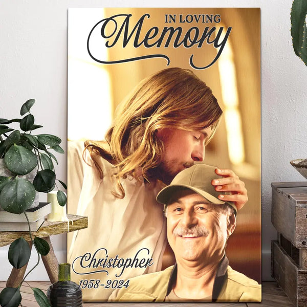 Memorial Canvas - Personalized Canvas Prints - In Memory Of Gifts Loss Of Dad, Picture With Deceased Loved Ones And Jesus, In Loving Memory