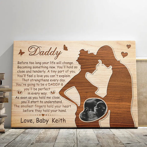 Custom Father's Day Gifts - Personalized Canvas Prints - First Father's Day Gifts, Gift For Expecting Dad Custom Father's Day