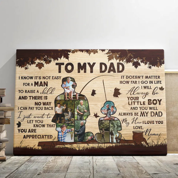 Custom Father's Day Gifts - Personalized Canvas Prints - To My Dad, Dad Fishing Gift From Son