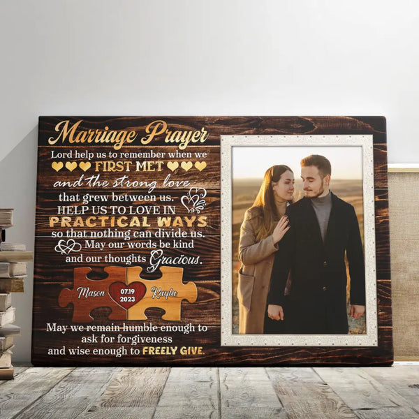 Customized Couple Gifts - Personalized Canvas Prints - Custom Couple Anniversary Photo, Marriage Prayer