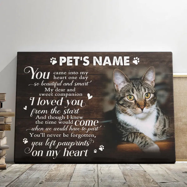 Personalized Cat Memorial Gifts - Personalized Canvas Prints - You Left Pawprints On My Heart, Memorial Pet, Loss Of Cat Lover Gifts