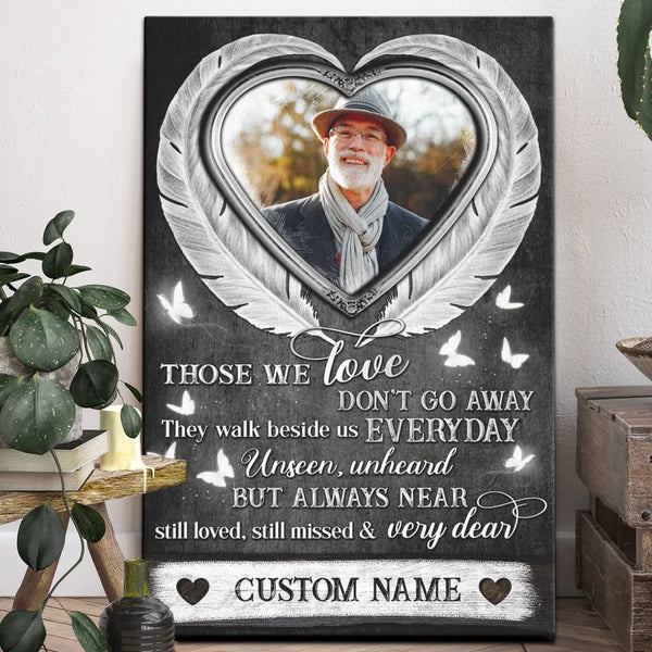 Memorial Canvas Prints - Personalized Canvas Prints - Heart Feathers Frame, Those We Love Don't Go Away