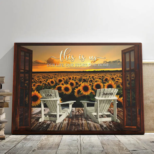 Customized Couple Gifts - Personalized Canvas Prints - Personalized Gifts Sunflower Fields, Custom Street Sign, This Is Us