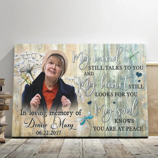 Memorial Canvas - Personalized Canvas Prints - Custom Photo Memorial Gifts For Loss Of Loved One, My Mind Still Talks To You