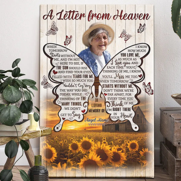 Memorial Canvas - Personalized Canvas Prints - Memorial Gifts For Loss Of Loved One, Old Rustic Barn Photo, A Letter From Heaven