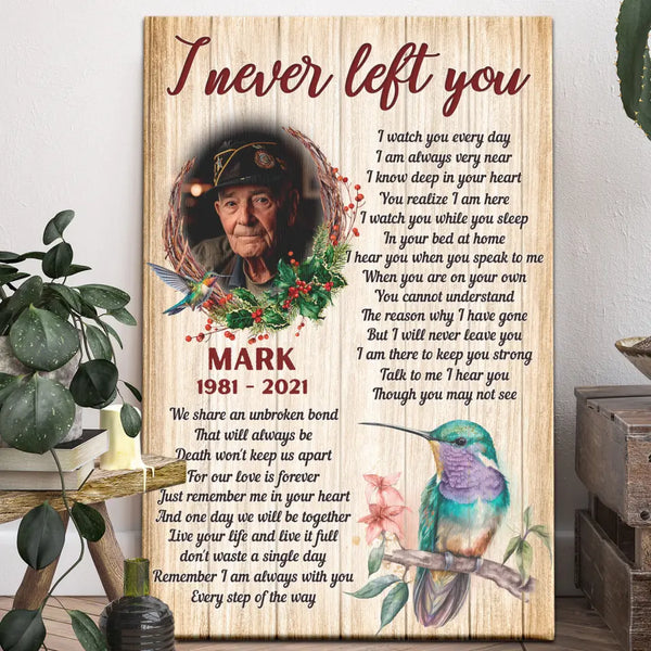 Memorial Canvas - Personalized Canvas Prints - Memorial Gifts For Loss Of Loved Dad, Hummingbird I Never Left You