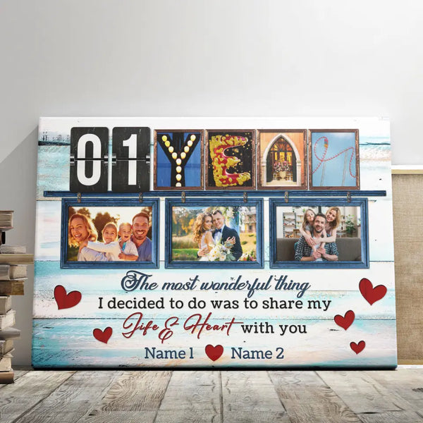 One Year Anniversary Gifts - Personalized Canvas Prints - 1st Anniversary, The Most Wonderful Romantic Thing