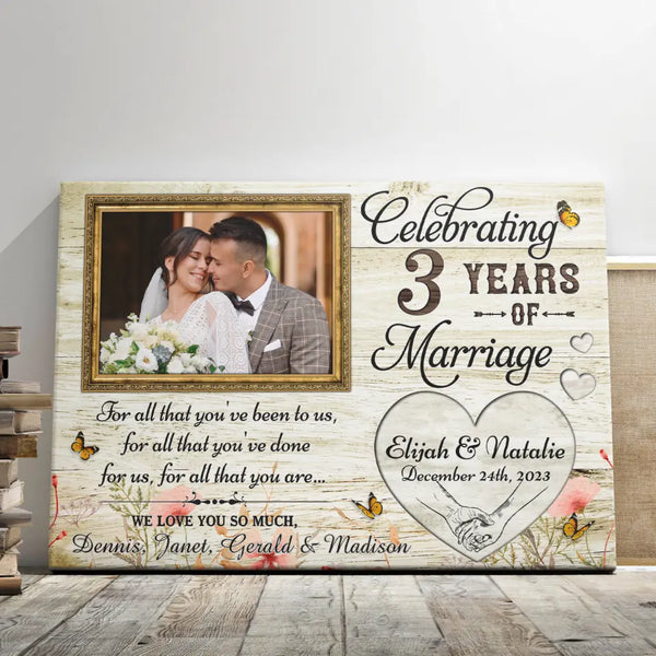 Leather Gifts Wedding Anniversary - Personalized Canvas Prints - 3rd Anniversary Photo Frame, Gifts For Parents, For All That You Have Been To Us