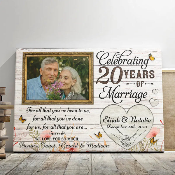 20-Year Wedding Anniversary Gift - Personalized Canvas Prints - 20th Anniversary Photo Frame, Gifts For Parents, For All That You Have Been To Us