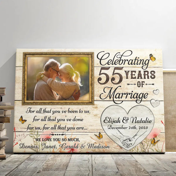 55-Year Anniversary Gift - Personalized Canvas Prints - 55th Anniversary Photo Frame, Gifts For Parents, For All That You Have Been To Us