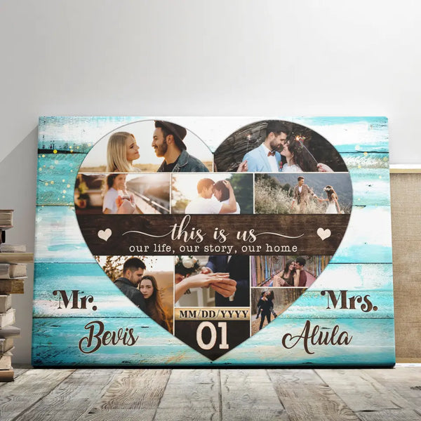 One Year Anniversary Gifts - Personalized Canvas Prints - 1st Wedding Anniversary For Couple This Is Us