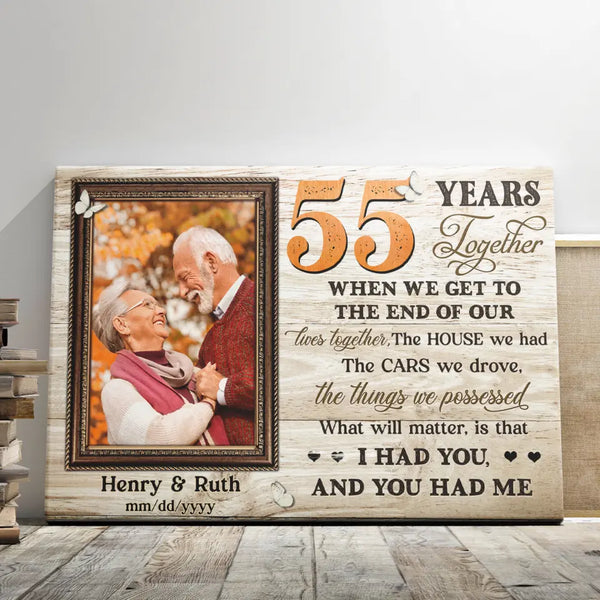 Gifts For 55th Anniversary - Personalized Canvas Prints - Upload Photo Canvas, When We Get To The End Of Our Lives Together Dem Canvas