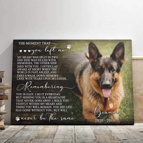 Dog Memorial Personalized Canvas Prints - Custom Photo & Text - 5 Sizes - Pet Memorial Canvas, Remembering You Always - Dem Canvas