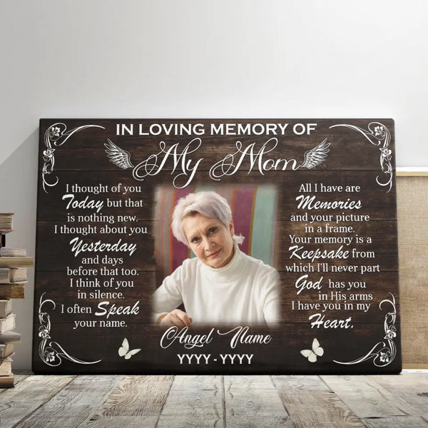 Mom Memorial, Personalized Canvas Prints - Custom Photo & Text - 5 Sizes - In Loving Memory Of My Mom, A Keepsake For My Mother - Dem Canvas