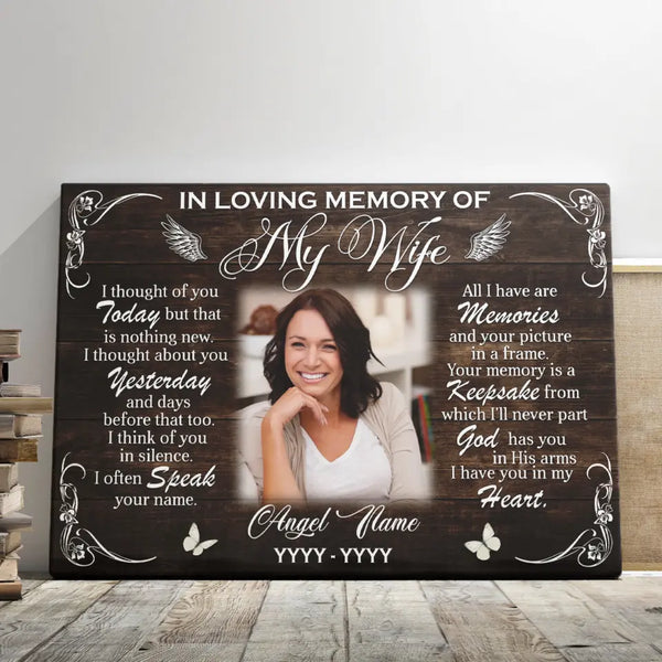 Wife Memorial, Personalized Canvas Prints - Custom Photo & Text - 5 Sizes - In Loving Memory Of Wife, A Keepsake For My Wife - Dem Canvas