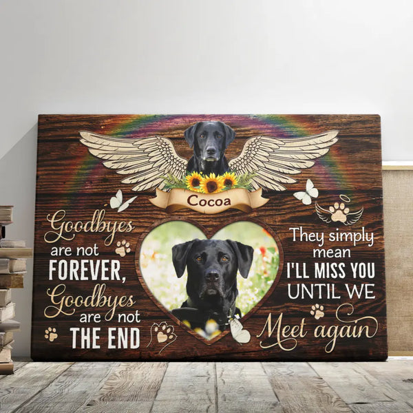 Dog Memorial Personalized Canvas Prints - Custom Photo & Text - 5 Sizes - Forever Loved Pet Canvas, Rainbow Bridge Tribute - Dem Canvas