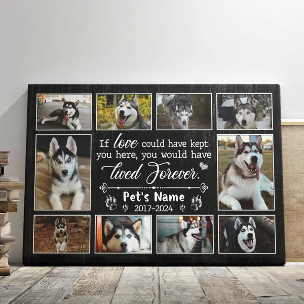 Dog Memorial Personalized Canvas Prints - Custom Photo & Text - 5 Sizes - Dog Photo Collage, Paw Prints on My Heart - Dem Canvas