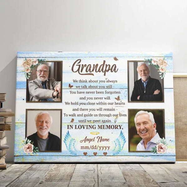 Grandpa Memorial Personalized Canvas Prints - Custom Photo & Text - 5 Sizes - In Loving Memory of Our Grandpa, Forever in Our Hearts - Dem Canvas
