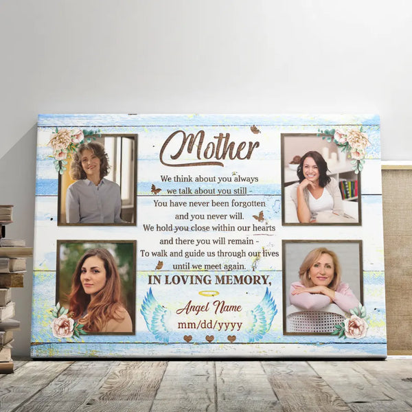 Mother Memorial Personalized Canvas Prints - Custom Photo & Text - 5 Sizes - In Loving Memory of Our Mother, Forever in Our Hearts - Dem Canvas