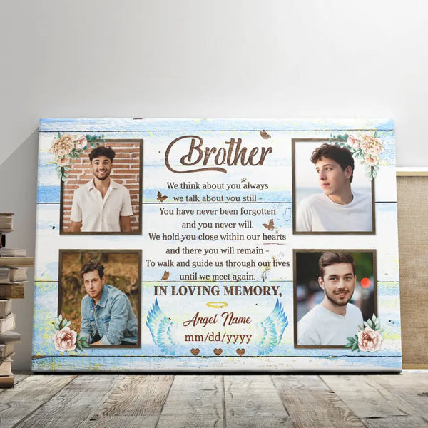 Brother Memorial Personalized Canvas Prints - Custom Photo & Text - 5 Sizes - In Loving Memory of Our Brother, Forever in Our Hearts - Dem Canvas