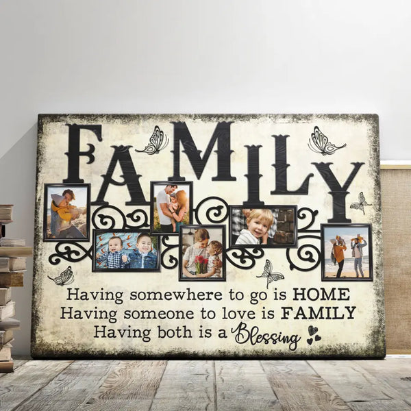 Family Personalized Canvas Prints - Custom Photo - 5 Sizes - Family Collage, Celebrating Home And Blessings - Dem Canvas