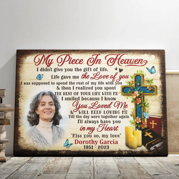 Memorial Canvas Prints - Personalized Canvas Prints - Memorial Gift For Loss Of Loved One, My Piece In Heaven