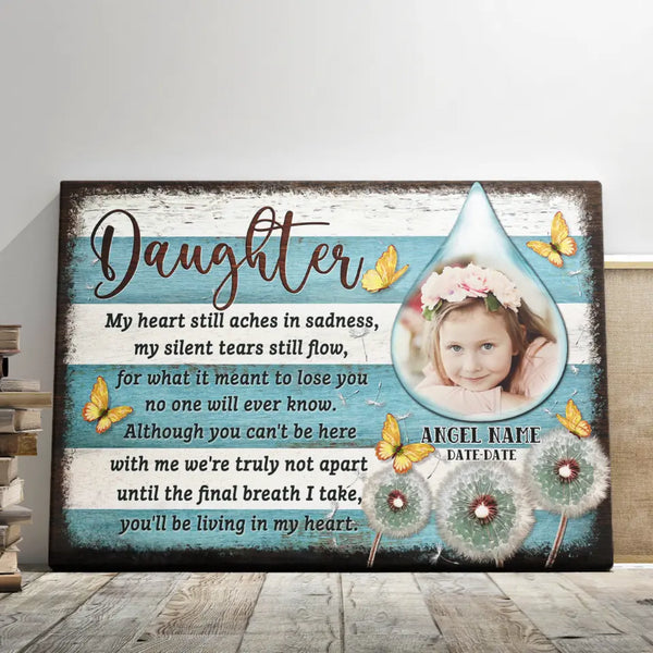 Daughter Memorial Personalized Canvas Prints - Custom Clipart, Photo & Text - 5 Sizes - Memorial Canvas For Daughter, Forever In My Heart - Dem Canvas
