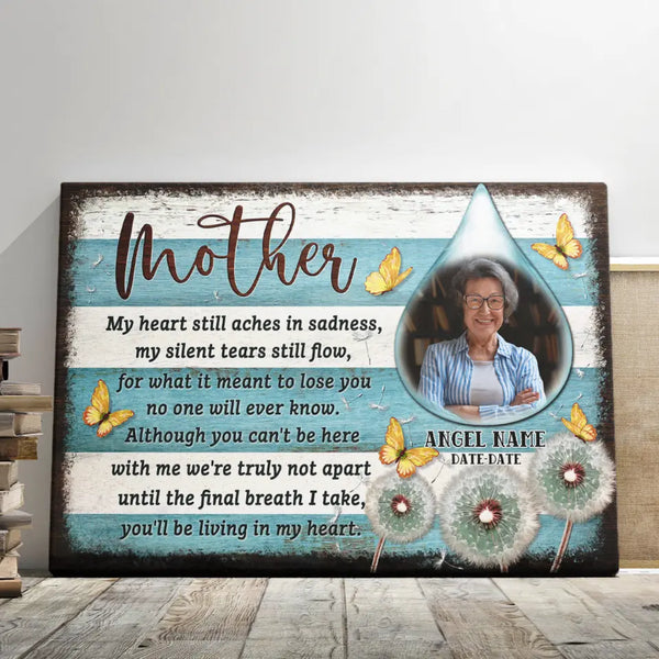 Mom Memorial Personalized Canvas Prints - Custom Clipart, Photo & Text - 5 Sizes - Memorial Canvas For Mom, Forever In My Heart - Dem Canvas