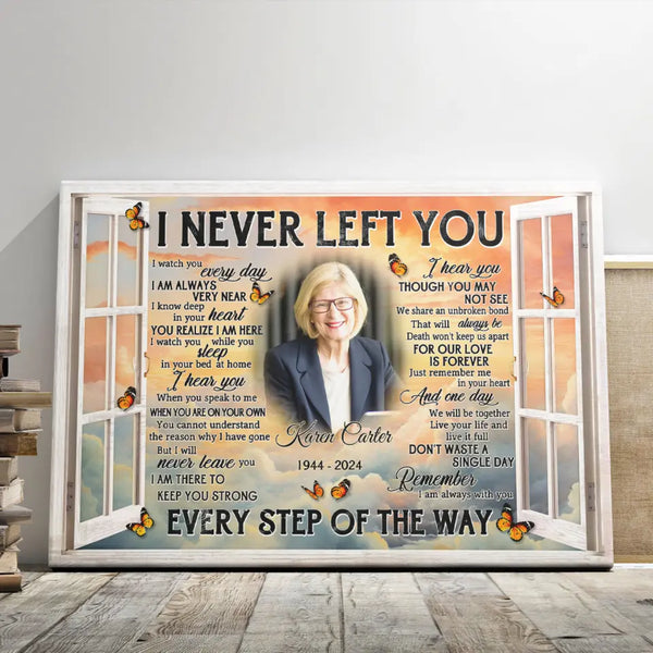 Memorial Canvas - Personalized Canvas Prints - Custom Photo Window Frame Butterfly Sympathy Memorial, I Never Left You