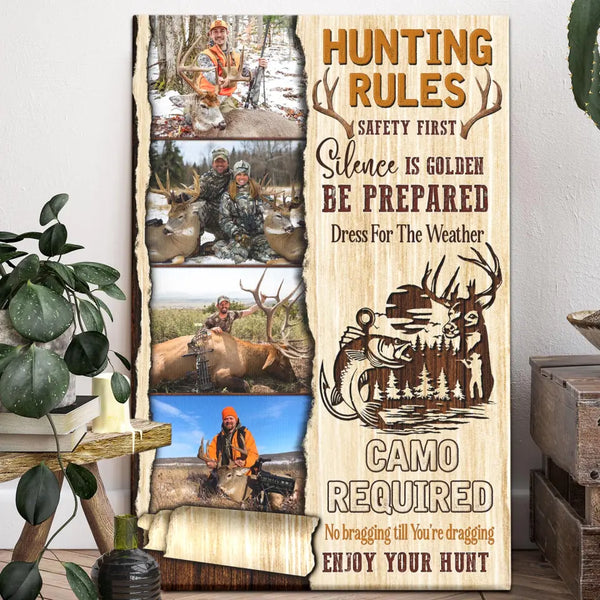 Personalized Canvas Prints, Custom Photo, Best Deer Hunter Gifts, Hunting Gifts, Gifts For Husband, For Dad, For Boyfriend, Hunting Rules Dem Canvas