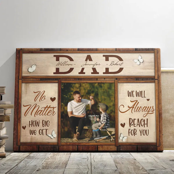 Personalized Canvas Prints, Custom Photo And Name, Father's Day Gift, Love Dad, No Matter How Big I Get Dem Canvas