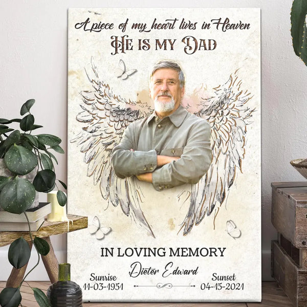 Memorial Canvas Prints - Personalized Canvas Prints - Memorial Gift For Loss Of Loved One, Water Color A Piece Of My Heart