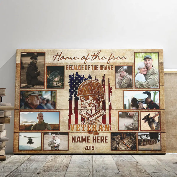Personalized Photo Canvas Prints, Custom Photos, Gift For Veterans, US Army, Dad Or Grandpa Memorial Gifts, Father's Day Canvas