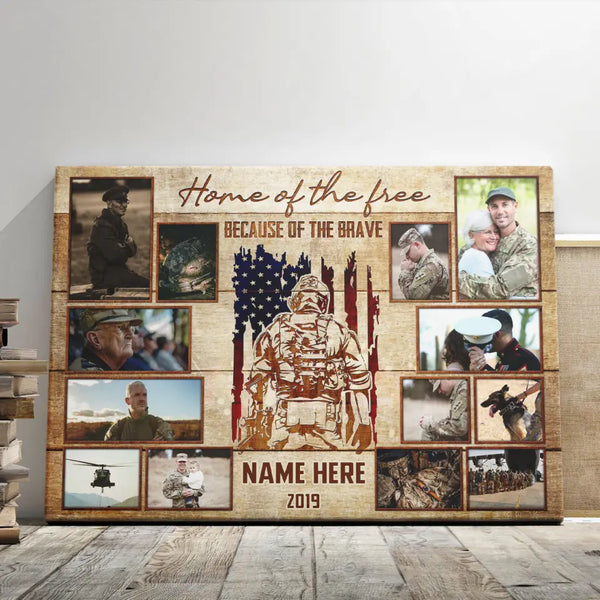 Personalized Photo Canvas Prints, Custom Photos, Gift For Veterans, Army Soldiers, Dad Or Grandpa Memorial Gifts, Father's Day Canvas