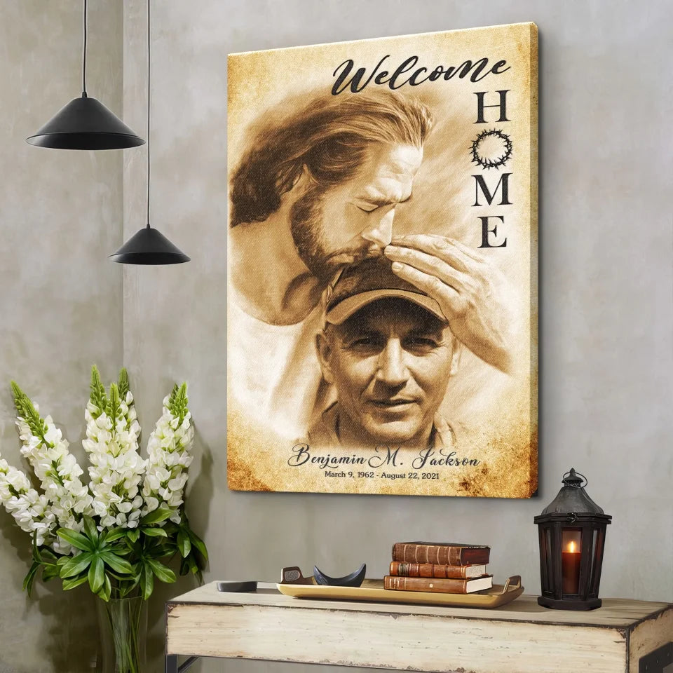 Custom Canvas Prints, God Sympathy Gifts, Jesus Memorial Gift, Remembrance Gifts, Bereavement Gift, Welcome Home Jesus Canvas