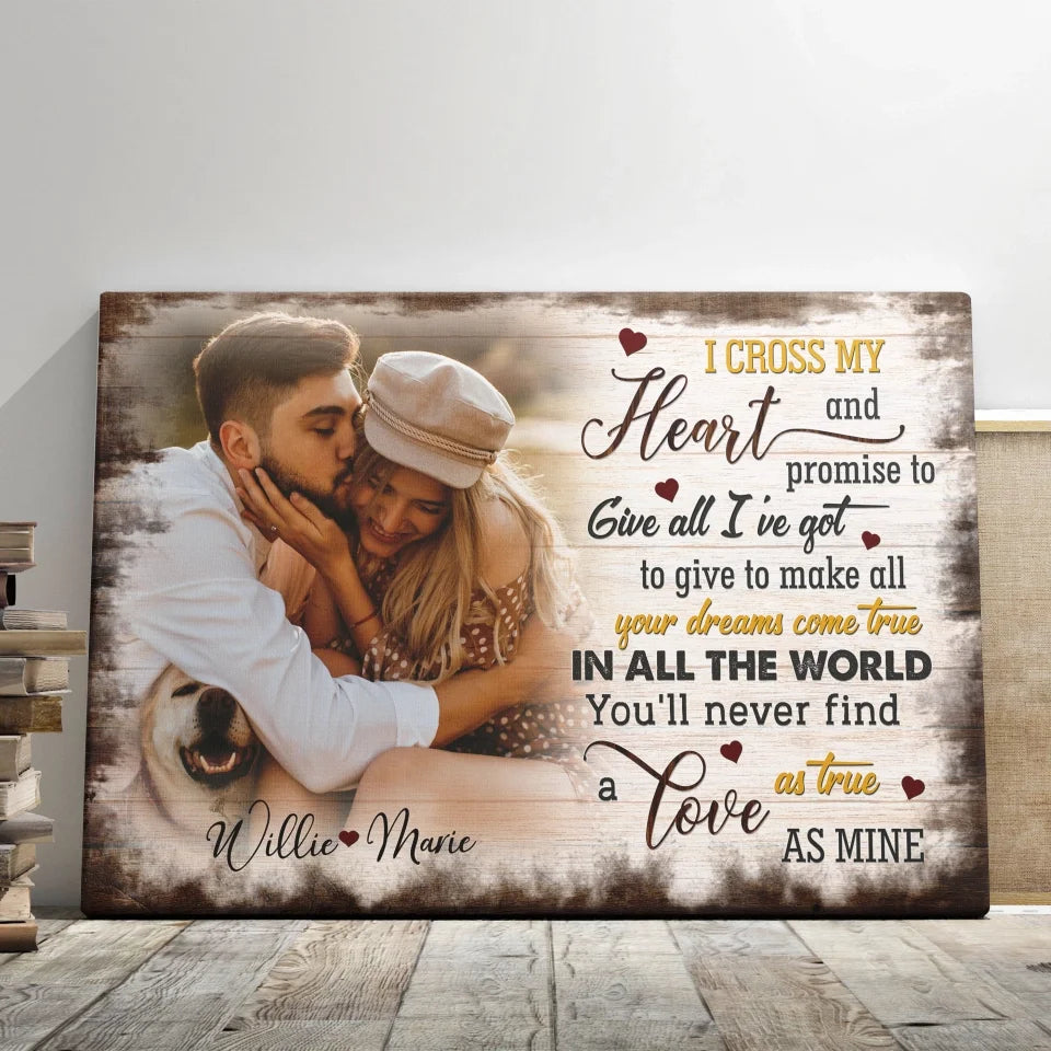 Personalized Canvas Prints, Custom Photo, Anniversary Gifts, Couple Gifts, Anniversary Gifts, I Cross My Heart Dem Canvas