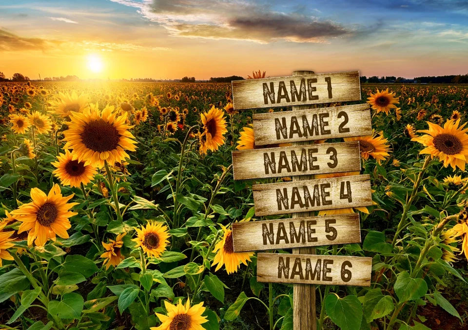 Personalized Canvas Prints Family Street Sign Custom Multi-Name Street Sign Gifts For Anniversary Sunflower Field Color Dem canvas