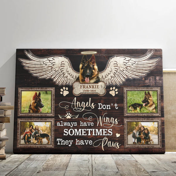Dog Memorial Personalized Canvas Prints - Custom Photo & Text - 5 Sizes - Pet Loss Sympathy Gift, Angels Have Paws - Dem Canvas