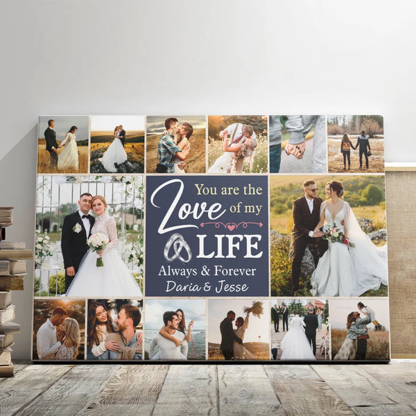 Couple Wedding Personalized Canvas Prints - Custom Photo & Text - 5 Sizes - Custom Wedding Memories Collage, Love of My Life  - Dem Canvas