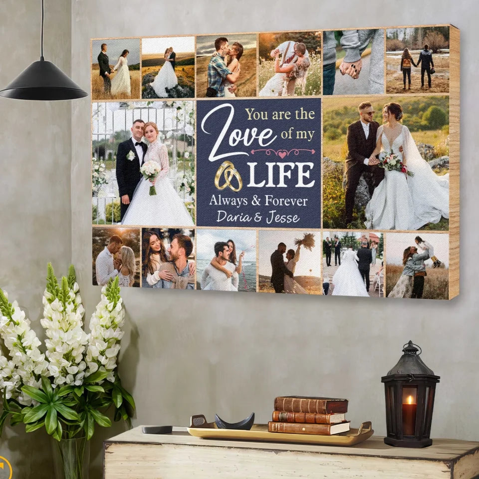 Couple Wedding Personalized Canvas Prints - Custom Photo & Text - 5 Sizes - Custom Wedding Memories Collage, Love of My Life  - Dem Canvas