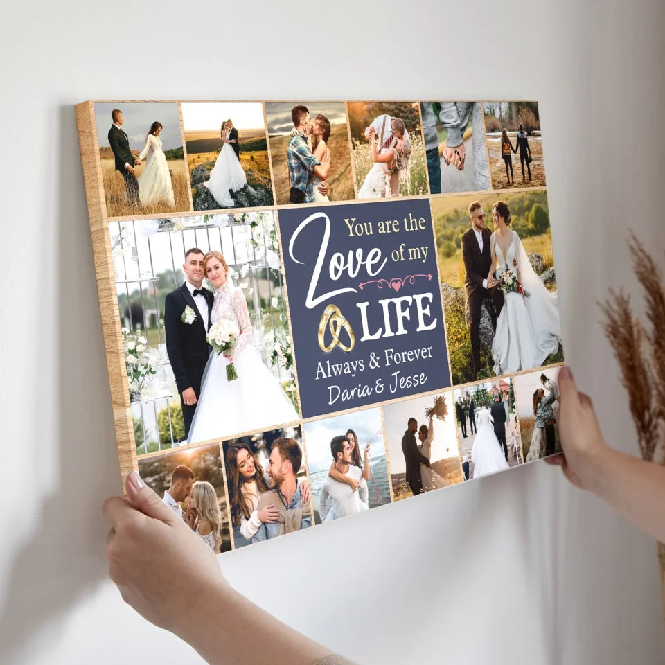 Couple Wedding Personalized Canvas Prints - Custom Photo & Text - 5 Sizes - Custom Wedding Memories Collage, Love of My Life  - Dem Canvas